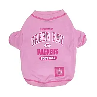 Pets First Green Bay Packers Pink Dog T-Shirt - Medium