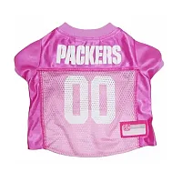 Pets First Green Bay Packers Pink Dog Jersey - Medium
