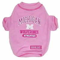 Pets First Michigan Wolverines Pink Dog Tee Shirt - X-Small