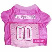 Pets First Michigan Wolverines Pink Dog Jersey - Medium
