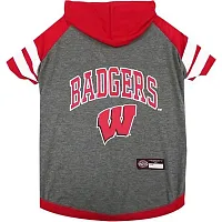 Pets First Wisconsin Badgers Pet Hoodie T-Shirt - X-Small