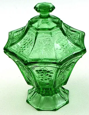 Green Candy Jar Grape Clusters & Leaves 01-16865