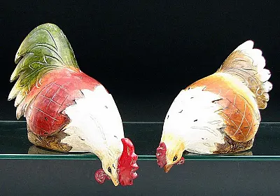 Antique Look Hen/Rooster Shelf Sitter 0111-13545