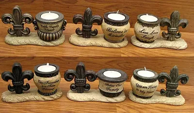 Fleur De Lis with Tea Lite 6 Assorted Priced each 0126-03613