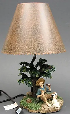 Boy Fishing Drinking Coke Lamp 0126-12212