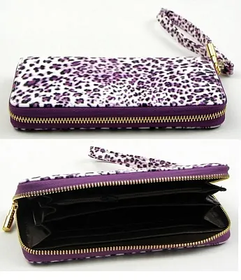 Purple Animal Print Zipper Wallet 0126-39A