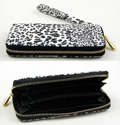 Gray Animal Print Zipper Wallet 0126-39C