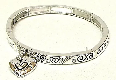 Stackable Stretch Bangle Heart Charm 015-2731