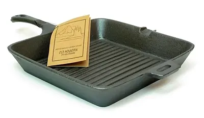 Old Mountain Cast Iron Preseasoned Square Grill Skillet 0166-101