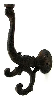 Cast Iron Rust Dolphin Hook Set of 2 0170J-01204-2