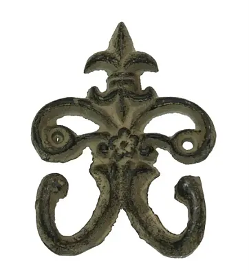 Cast Iron Fleur De Lis Double Hooks Set of 6 0170J-01554