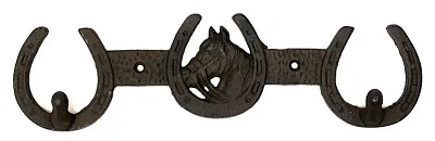 Cast Iron Horse Horseshoe 2 Hook Rack 0170J-04180