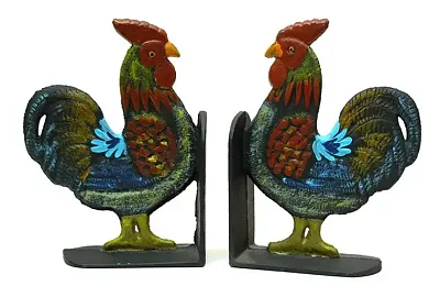 Cast Iron Rooster Bookends Set 0170J-04408
