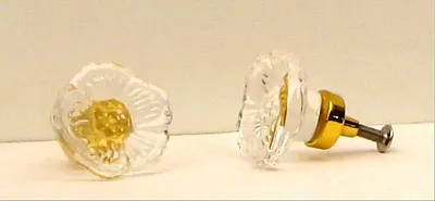 Clear Rose Cut Crystal Cupboard Knob Gold 0170J-51538G
