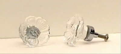 Clear Rose Cut Crystal Cupboard Knob Silver 0170J-51538S
