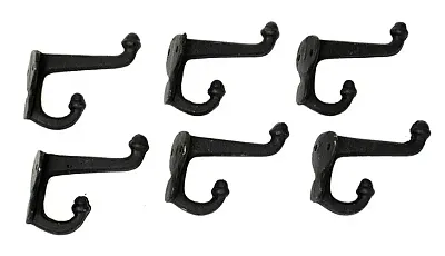 Cast Iron Double Acorn Hook Black Set of 6 0170J-531705B