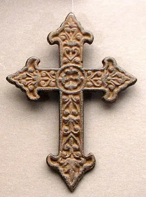 Solid Cast Iron Fleur De Lis Cross 0170K-03642