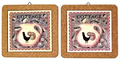 Vintage Rooster Trivet Wall Plaque Set of 2 0172-5215