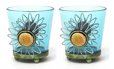Round Blue Glass Votive Holder Set of Two 0172-57394