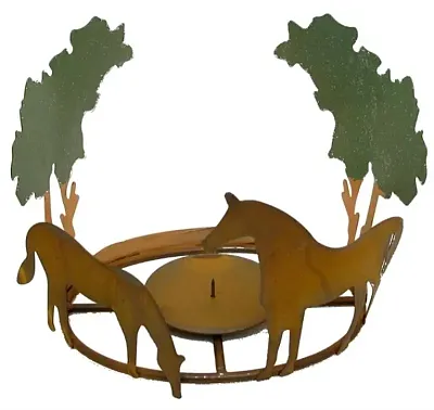 Metal Horse Scene Pillar Candle Holder 0172-60372