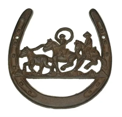 Cast Iron Horse Shoe W Horse Ropers 0184-1014