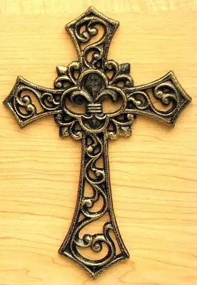 Fleur De Lis Cast Iron Cross 0184J-01331