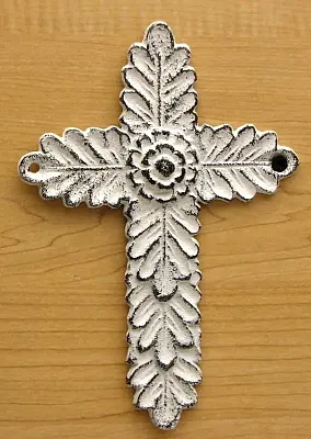 White Antiqued Cast Iron Cross Set of 2 0184J-0244W-2