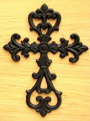 Medium Cast Iron Fleur De Lis Cross 0184J-106A