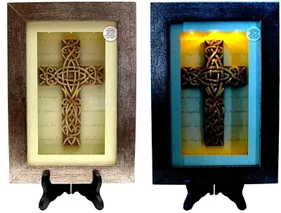 Spiritual Harvest Celtic Cross Lighted Shadow Box 0193-0775