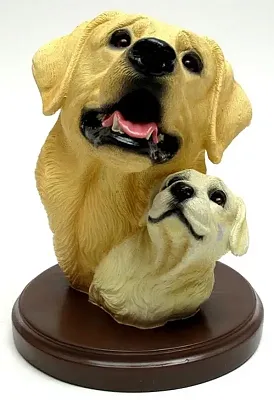 Living Stone Yellow Lab with Pup Bust on Base 0193-73120