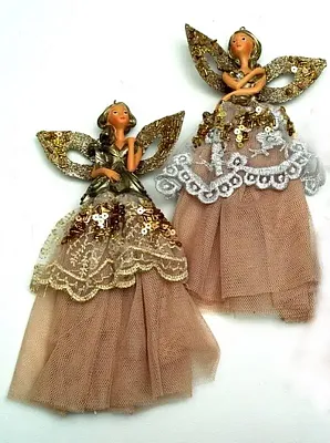 Elegant Lady with Gold Skirt Ornaments Set of Two 0197-238888