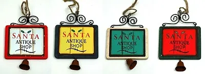 WoodMetal Sign Ornaments with Bell Set of Four 0197-252454