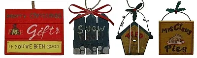 WoodMetal Sign Ornaments Set of Four 0197-252455