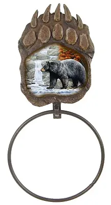 Bear Scene Paw Print Towel Ring 021-12799