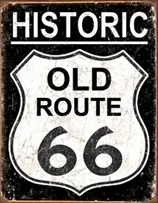 Tin Sign Old Route 66 - Weathered 034-1938