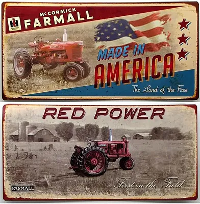 Farmall Tin Sign Set of 2 049-13986