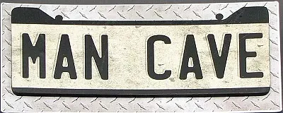 MAN CAVE sign Metal on Wood 049-22315