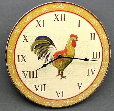 Wood Rooster Wall Clock 049-33024