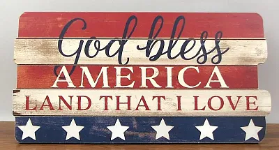 "God Bless America" Wood Sign 049-36516