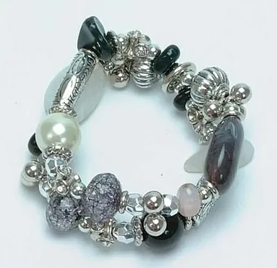 Silver Tone & Beads Bracelet 049-40061
