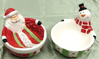 Ceramic Santa & Snowman bowls Set of 2 049-64956
