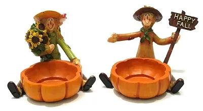 Scarecrow Harvest Candleholders Set of 2 049-89114