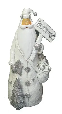 White Resin Santa &quot;Blessing&quot; Figurine 049-90243