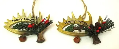 Resin Antler Ornaments Set of Two 049-90403