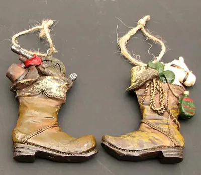 Resin Cowboy Boot Ornaments Set/2 049-96203