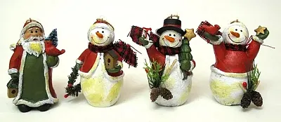 Resin Santa/Snowman Ornaments Set of Four 049-98264