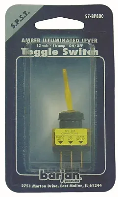 Toggle Sw Spst Amber Lit Carded 057Bp800