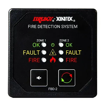 Fireboy-Xintex Two Zone Detection &amp; Alarm Panel - 2-5/8&quot; Display - 12/24V DC