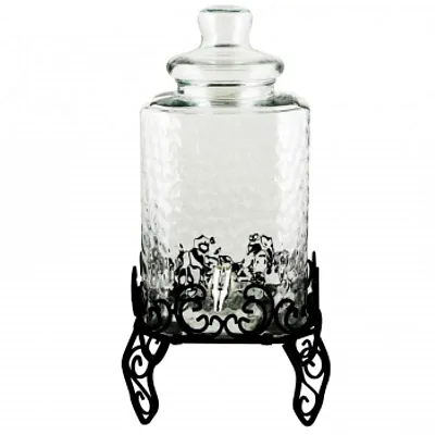 Gibson Home Moreauville 3 Piece 2.25 Gallon Square Embossed Glass Beverage Dispe