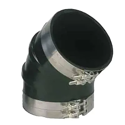 Trident Marine 3-1/2" ID 45-Degree EPDM Black Rubber Molded Wet Exhaust Elbow w/